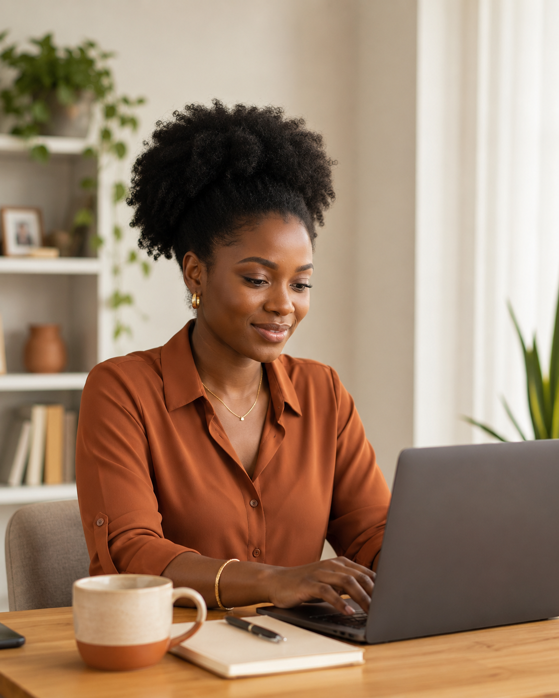 Mulher a preencher candidatura online